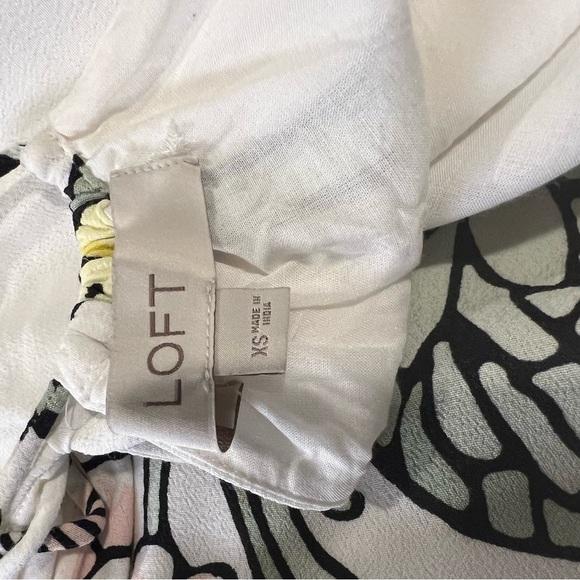 Loft White and multi color floral print Tie Neck Sleeveless Midi Dress s… - Picture 14 of 16